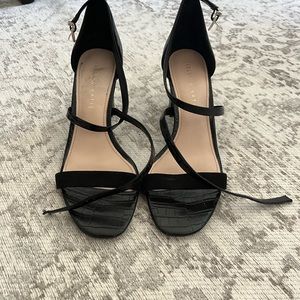Black snakeskin heels